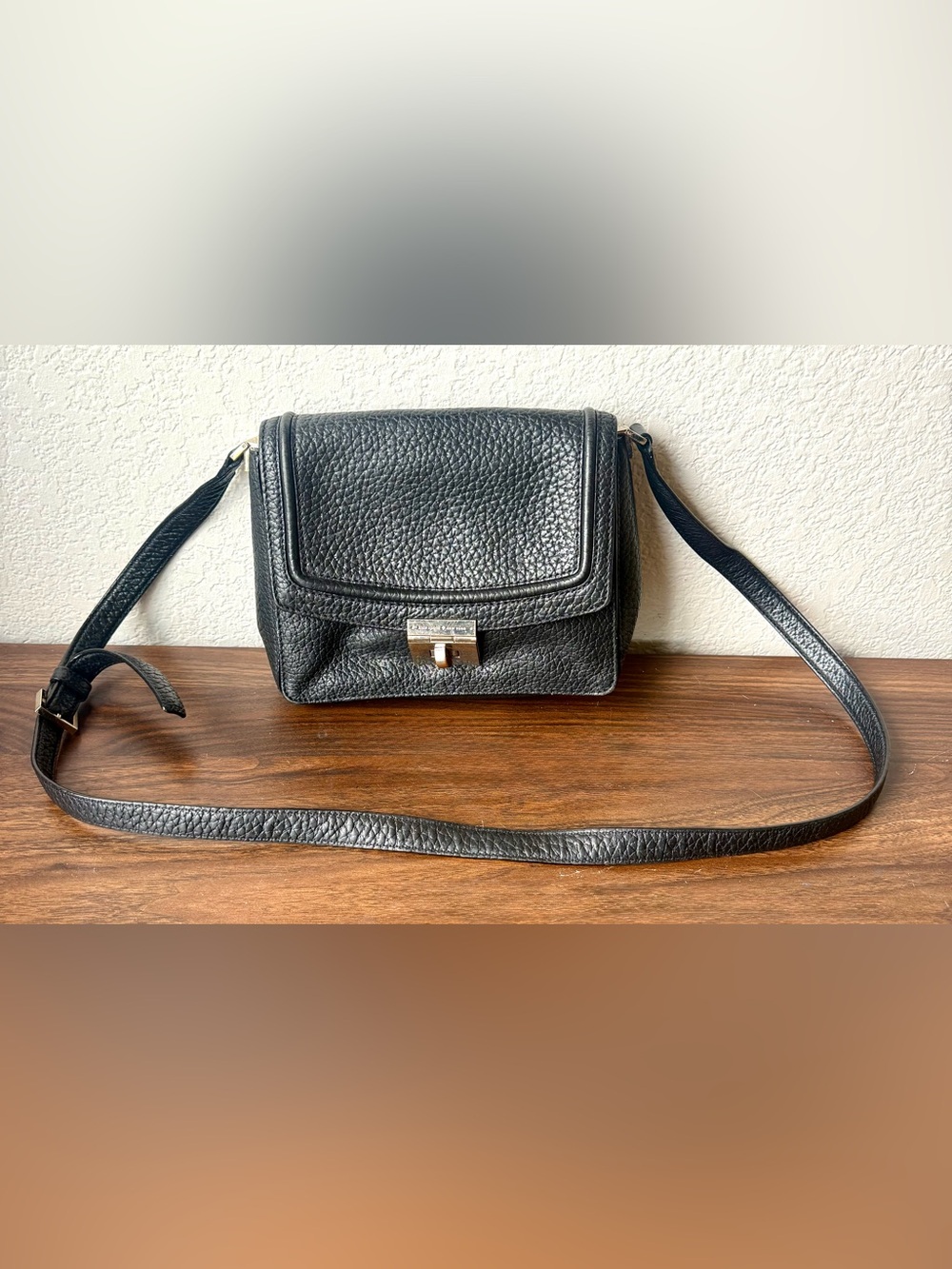 Vintage Kate Spade Black Pebbled Leather Crossbody Bag